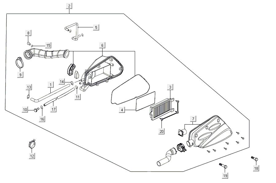Filtro aria Kymco Agility 16'+ 4 tempi nero lucido