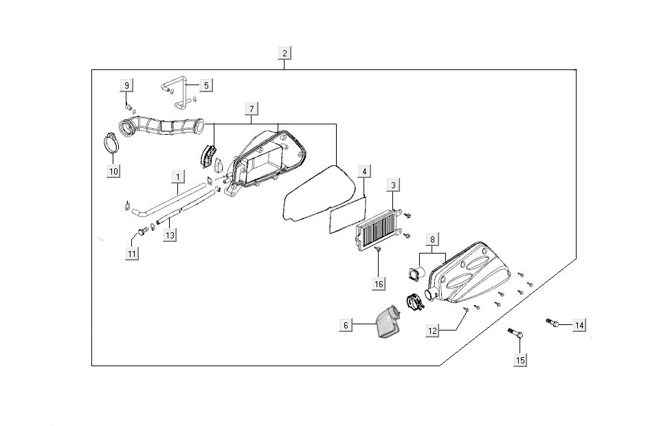 Filtro aria Kymco Super8 50 4 tempi 2009 → nero