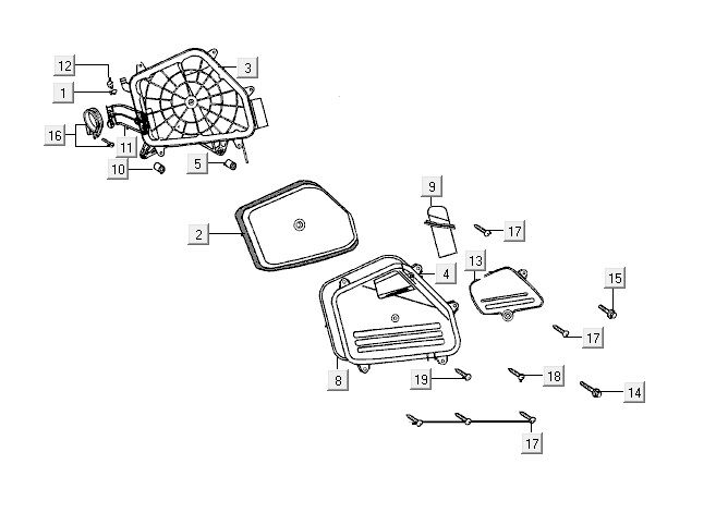 Filtro aria Kymco Yup 50 2-stroke AC blu-argento