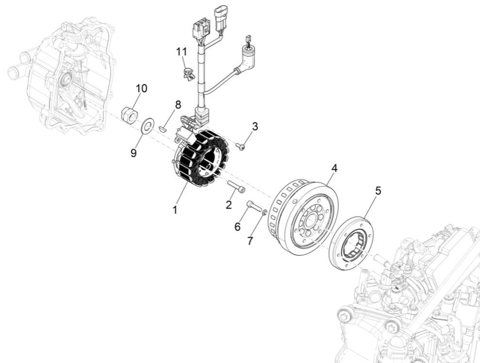 Accensione - Statore - Volano Piaggio MP3 300 HPE/300 HPE Sport ABS Euro 5 2020-2022