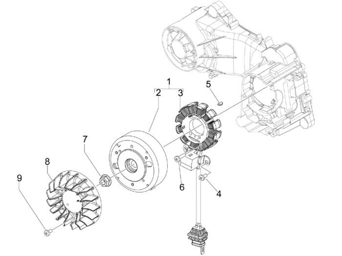 Accensione - Statore - Volano Vespa Sprint 50 4 tempi 2V 25km/h