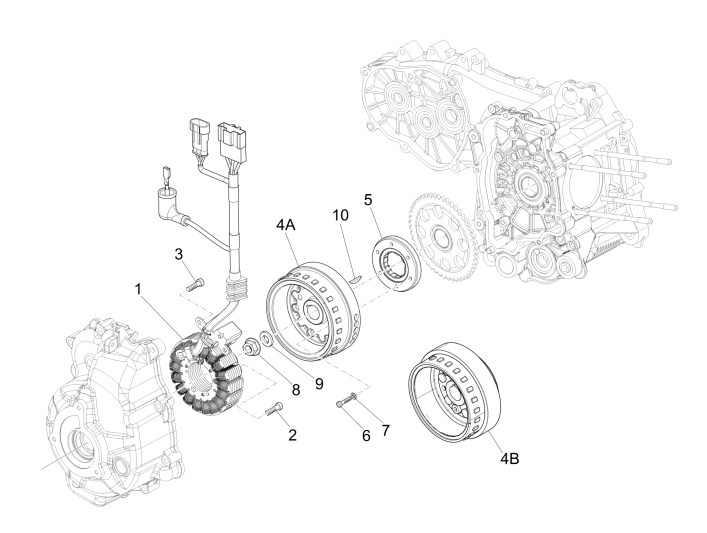 Accensione - Statore - Volano Vespa GTS 300 ie 2008-2016 (con e senza ABS)