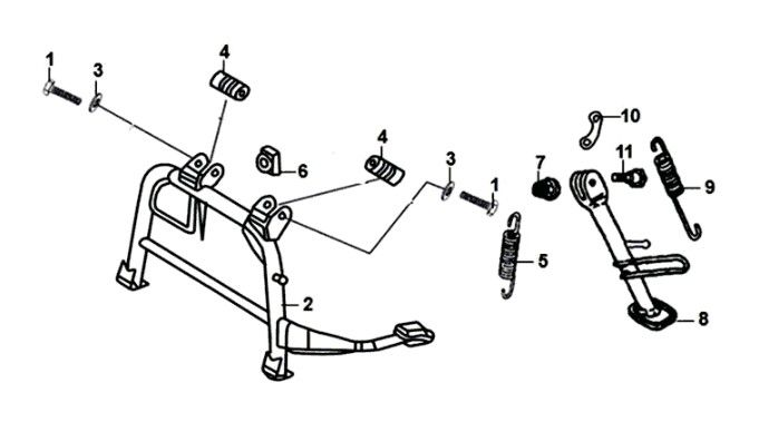 Main stand kick starter arm Sym Orbit II 125i E4