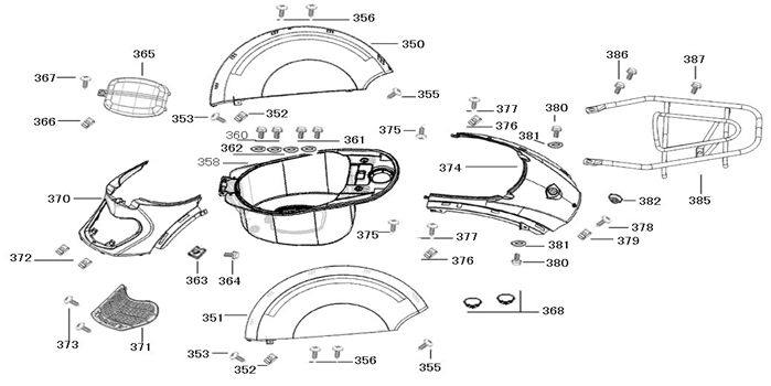 Parabrezza per moto - Scatola porta casco - portapacchi posteriore Neco Lola bianco