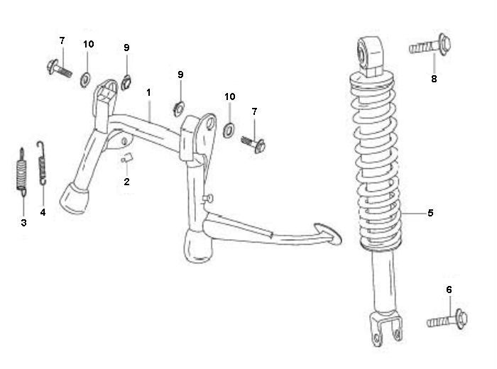 Cavalletto centrale - Ammortizzatore Peugeot V-Clic 50 4-stroke AC