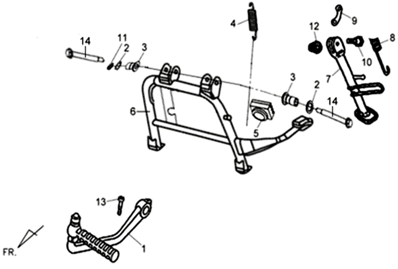 Cavalletto centrale - Cavalletto laterale - Pedale Kickstart Sym Allo (WH871) champagne