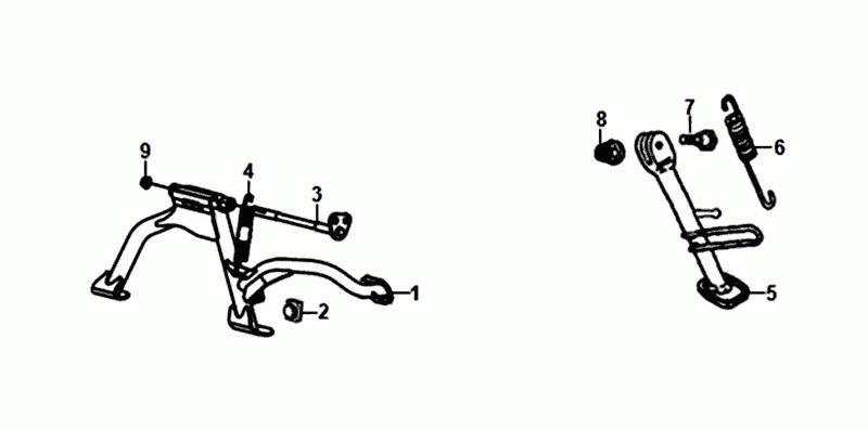 Cavalletto centrale - Cavalletto laterale - Pedale Kickstart Sym Orbit III nero