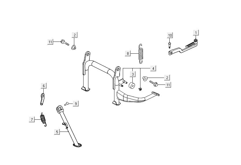Cavalletto centrale - Cavalletto laterale - Pedale Kickstart Kymco Agility 16+ 125 Argento metallizzato opaco