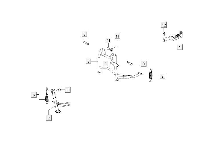 Cavalletto centrale - Cavalletto laterale - Pedale Kickstart Kymco Agility 10' 4 tempi argento