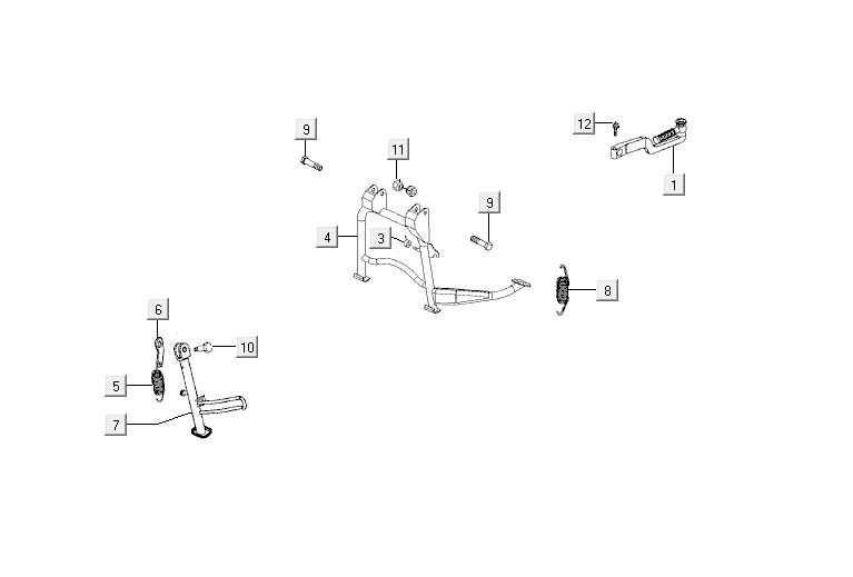 Cavalletto centrale - Cavalletto laterale - Pedale Kickstart Kymco Agility 12' 4 tempi nero