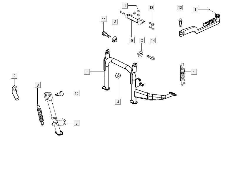 Cavalletto centrale - Cavalletto laterale - Pedale Kickstart Kymco City 16' 4 tempi bianco
