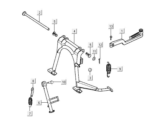Cavalletto centrale - Cavalletto laterale - Pedale Kymco Vitality 50 2 tempi AC argento perlato