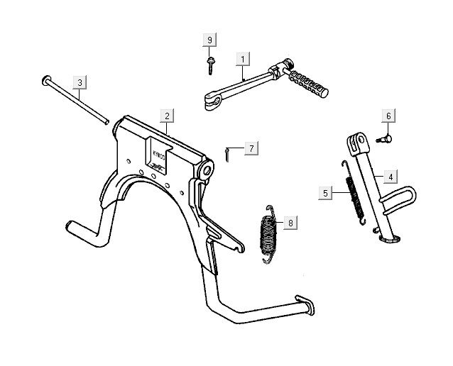 Cavalletto centrale - Cavalletto laterale - Pedale Kymco Yup 50 2 tempi AC argento-arancione