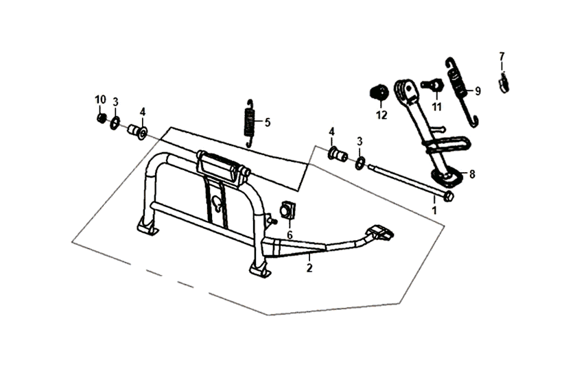Cavalletto centrale - Cavalletto laterale - Leva kick starterSym Jet 14 50i 4T AC