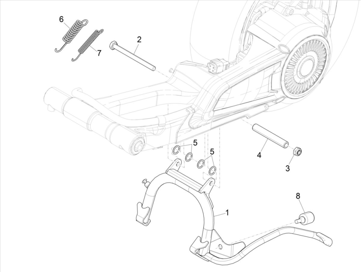 Cavalletto centrale Vespa Elettrica 45km/h 2018-2019
