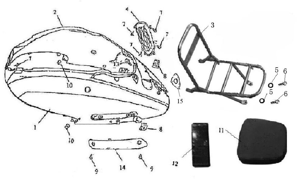 Parabrezza per moto - Portapacchi posteriore Lintex Retro HT50QT-29 blu crema