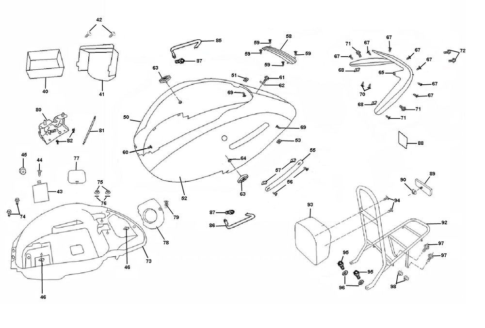 Parabrezza per moto - Scatola porta casco - portapacchi posteriore Neco Borsalino Uno 4 tempi