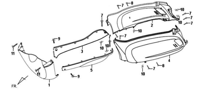 Motorschermen - zijskirts - onderspoiler Sym Fiddle II Wit (WH-8018P)