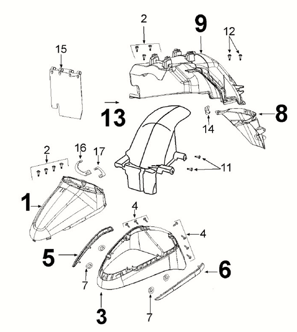 Parafango Peugeot Django 4 tempi E5 Deep Ocean Blu/Mad Grey (S5)