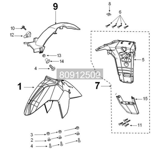 Mudguard Peugeot Tweet 125i E5 FL 2023-2025 PASIFIC BLUE (W4)