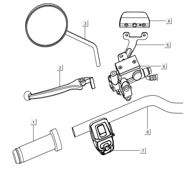 Interruttori dello sterzo - Cilindro del freno - Specchietto sinistro Niu N-pro