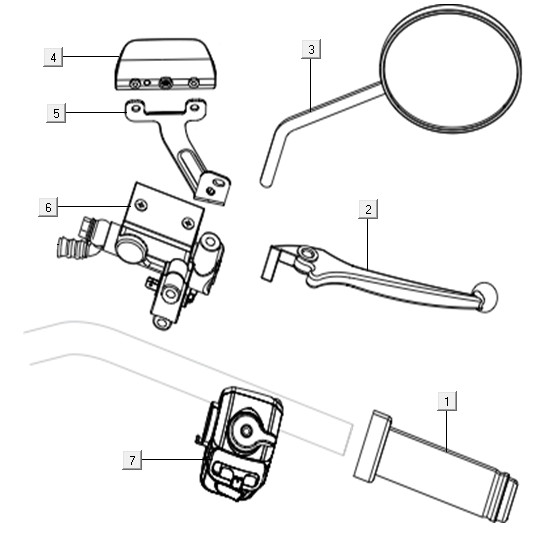 Interruttori dello sterzo - Cilindro del freno - Specchietto destro Niu N-pro
