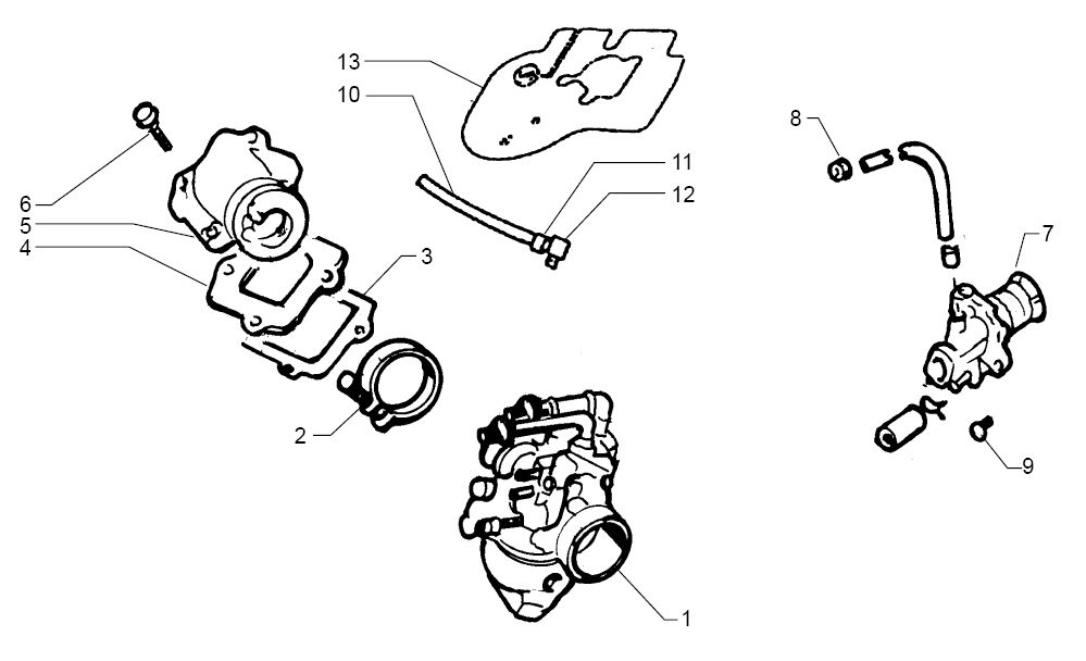 Carburatore - Pompa olio - Collettore di aspirazione Beta Ark-k 50 2 tempi AC giallo blu