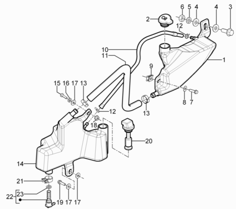 Serbatoio olio Piaggio Typhoon 50 2 tempi Euro 3 2011