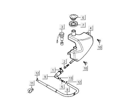Serbatoio olio Kymco Super9 50 2 tempi LC vecchio modello nero opaco-argento