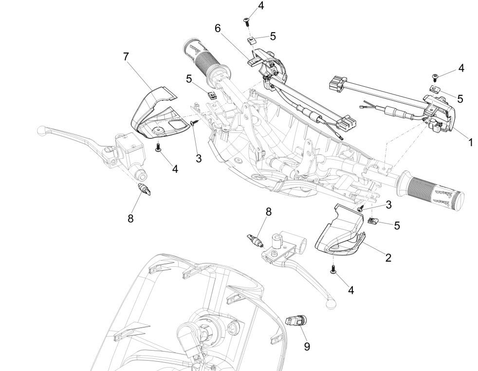 Interruttori - pulsanti Vespa Sprint 125 3V IE ABS