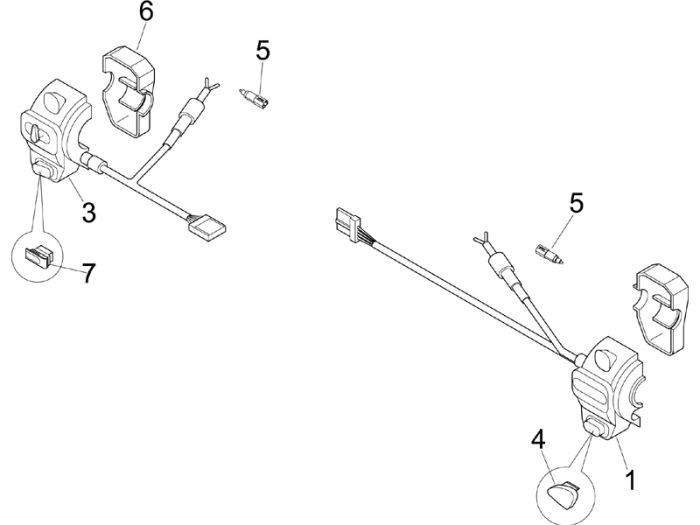 Interruttori di sterzo a 2 tempi per Vespa LXV 50