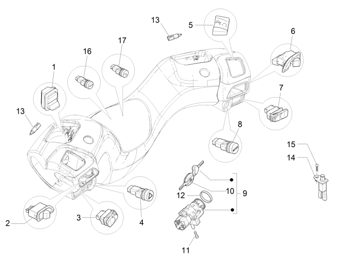 Interruttori - Pulsanti Piaggio MP3 300 LT Sport 2009-2014