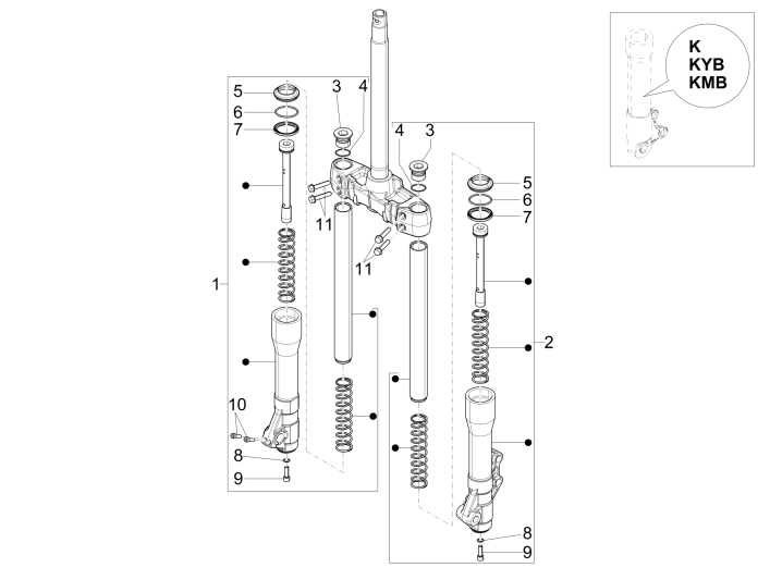 Ricambi forcella anteriore Piaggio Beverly 350 Sport Touring Euro 3 2013-2014