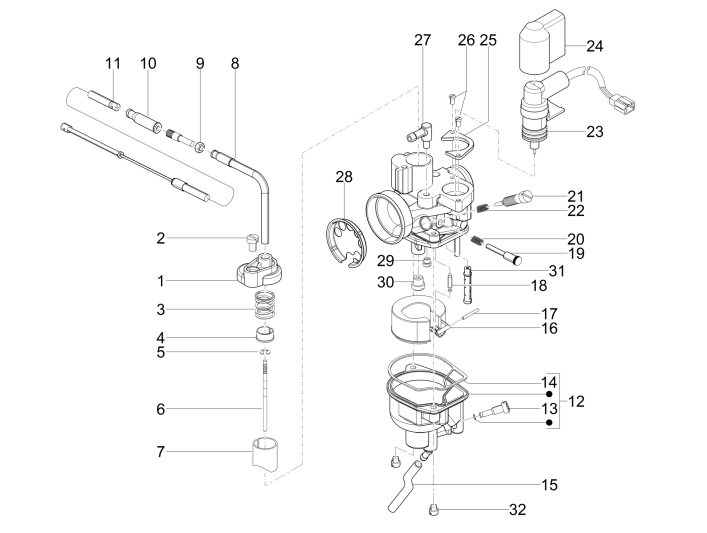 Ricambi carburatore Piaggio NRG Power DD 50 2 tempi LC 2007-2017