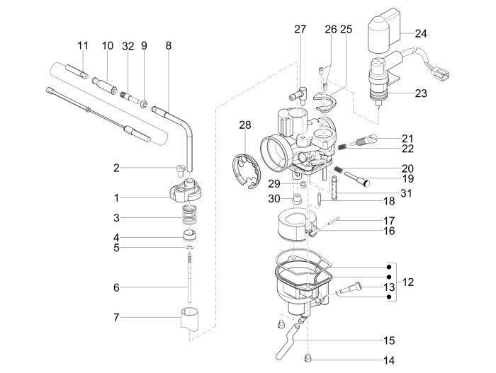 Ricambi carburatore Vespa LX 50 2 tempi AC