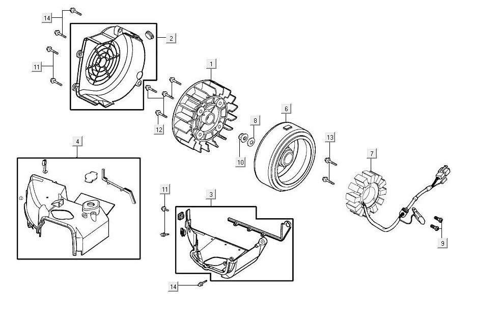 Accensione - Statore - Volano - Tappi di raffreddamento Kymco Agility 16+ 125 Argento metallizzato opaco