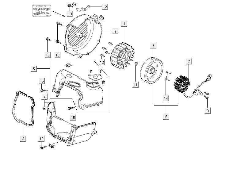 Accensione - statore - volano - cappucci di raffreddamento Kymco Agility RS 4 tempi nero 09