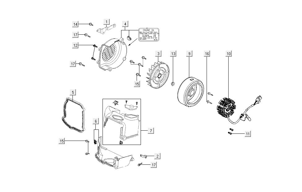 Accensione - statore - volano - tappi di raffreddamento Kymco Super8 50 4 tempi 2009 → rosso