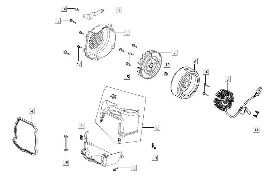 Accensione - statore - volano - cappucci di raffreddamento Kymco Agility 16'+ 4 tempi blu metallizzato opaco