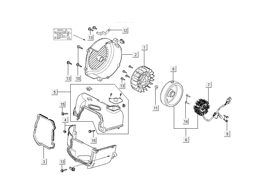 Accensione - Statore - Volano - Coperchi di raffreddamento Kymco Like 4 tempi