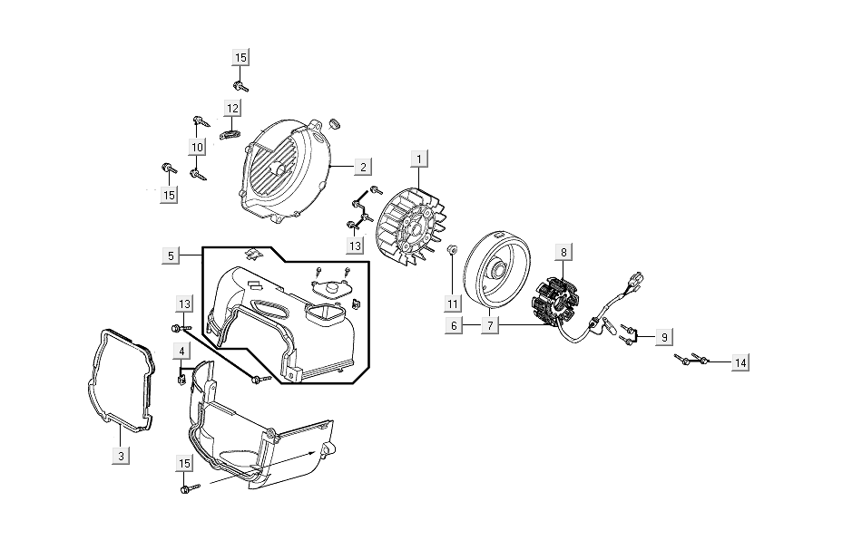 Accensione - Statore - Volano - Tappi di raffreddamento Kymco Like 50 Euro 4 2018 → Accensione - Statore - Volano - Cappucci di raffreddamento Kymco Like 50 Euro 4 2018→ nero