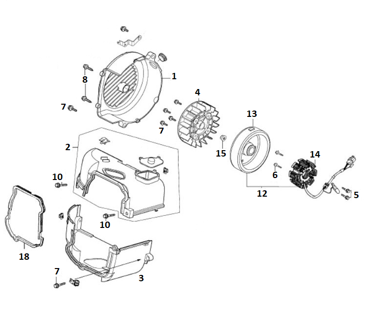 Accensione - statore - volano - cappucci di raffreddamento - GY6 10/12 pollici Euro 4 2018 → p tm s