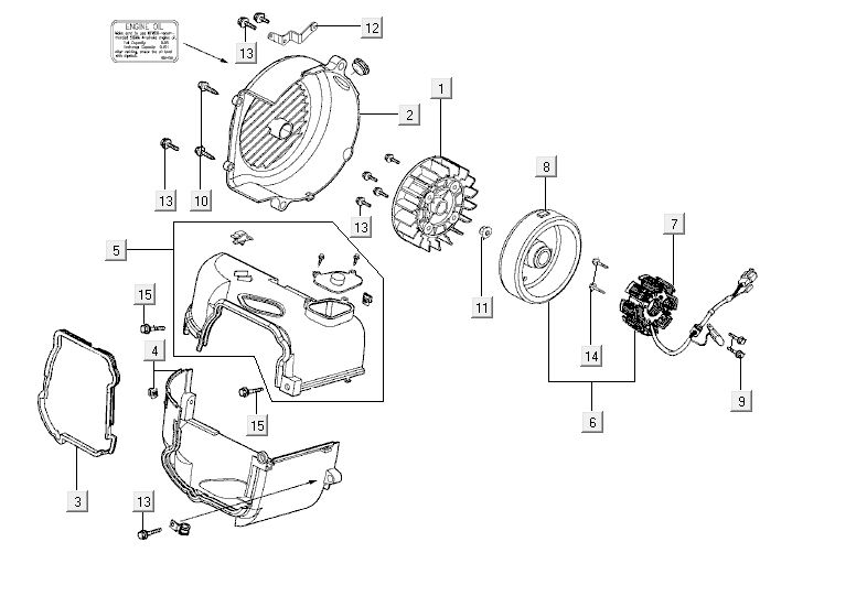 Accensione - statore - volano - cappucci di raffreddamento Kymco Agility Fat 12' 4-stroke techno silver