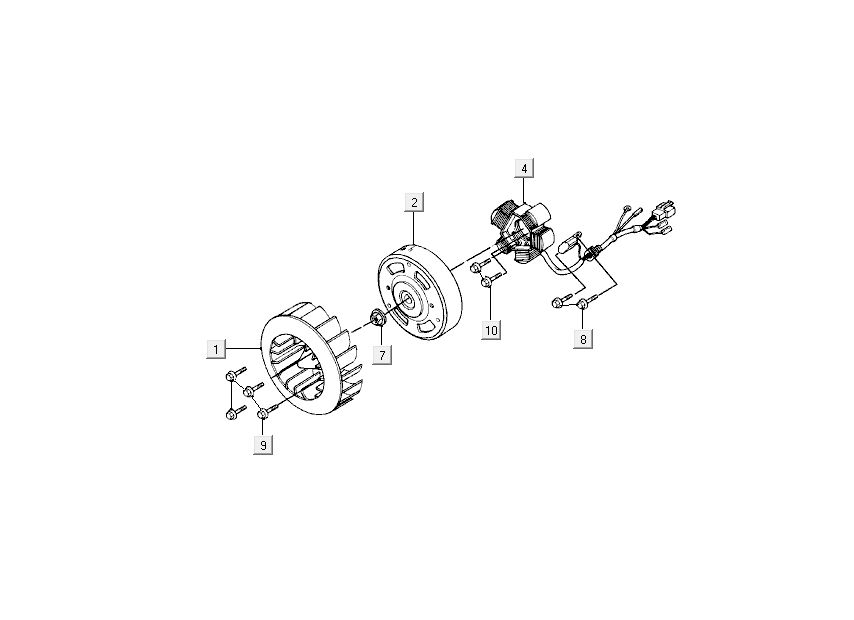 Accensione - Statore - Volano Kymco DJ 2 tempi argento