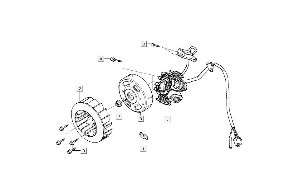 Accensione - Statore - Volano Kymco Super9 50 2 tempi AC nuovo modello argento - nero