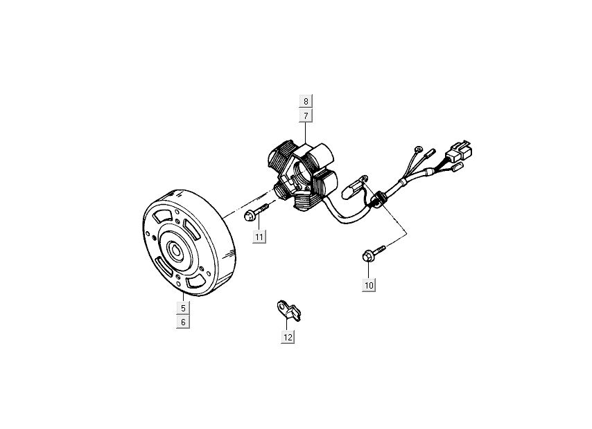 Accensione - Statore - Volano Kymco Super9 2 tempi nuovo modello argento