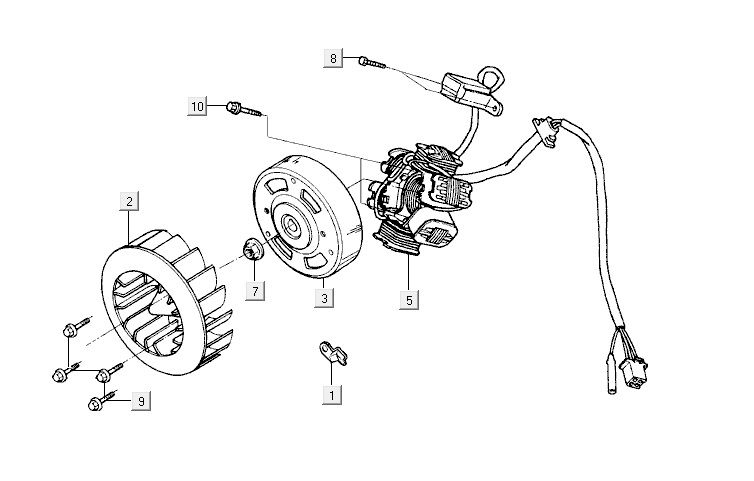 Accensione - Statore - Volano Kymco Vitality 50 2 tempi AC argento perlato
