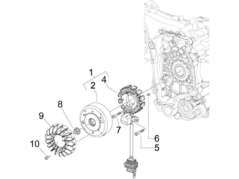Accensione - Statore - Volano Vespa LXV 4 tempi 2V 25km/h