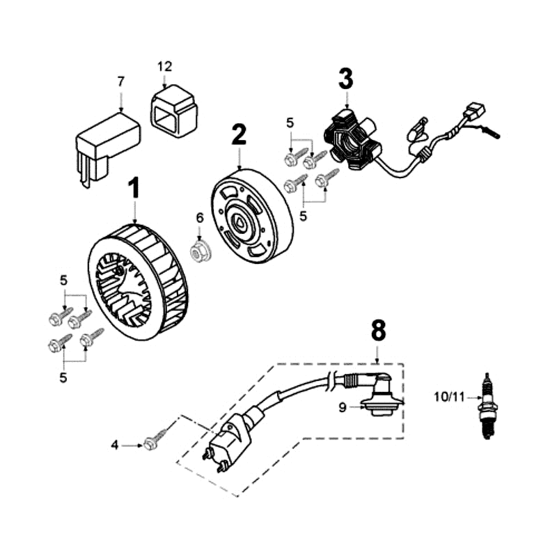 Accensione - Statore - Volano - Bobina di accensione - Candela Peugeot Vivacity Blue