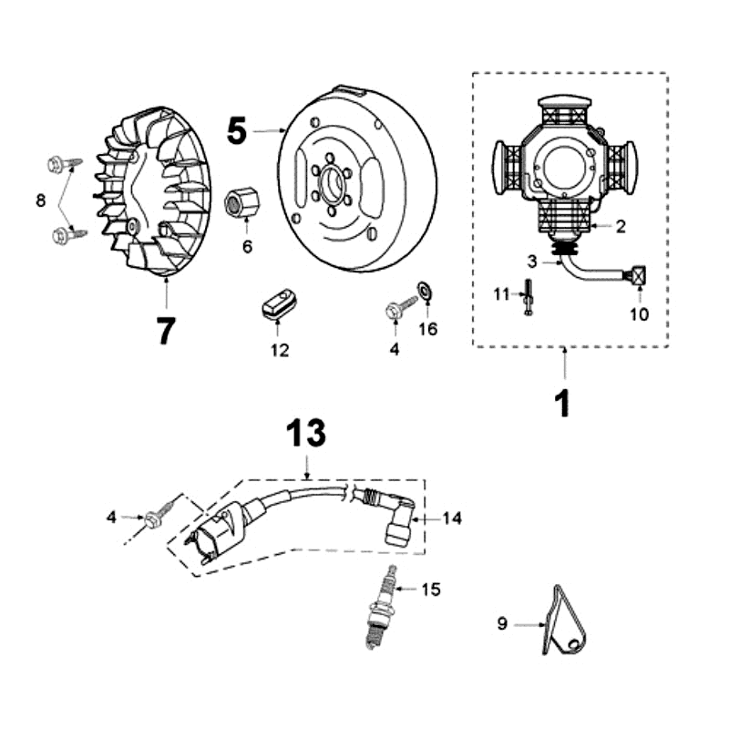 Accensione - Statore - Volano - Bobina di accensione - Candela (senza sensore di rilevamento) Peugeot Fox Deluxe Black